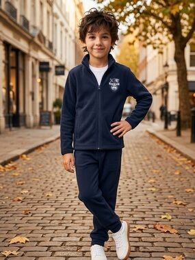 Tommy Hilfiger Navy Kids Fleece with Red and White Trim